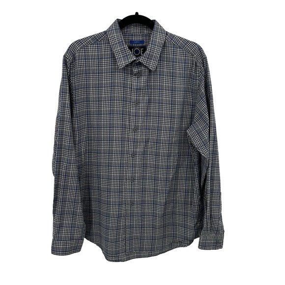 Joseph Abboud Mens LG Slim Fit Gray Plaid Button Shirt Casual Officewear 90s - Picture 1 of 8
